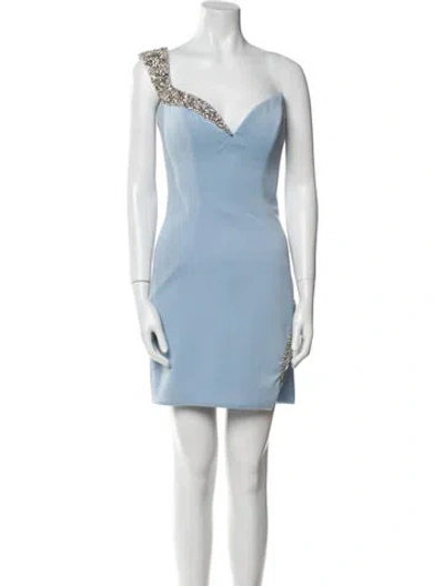 Pre-owned Jovani One-shoulder Mini Dress In Blue