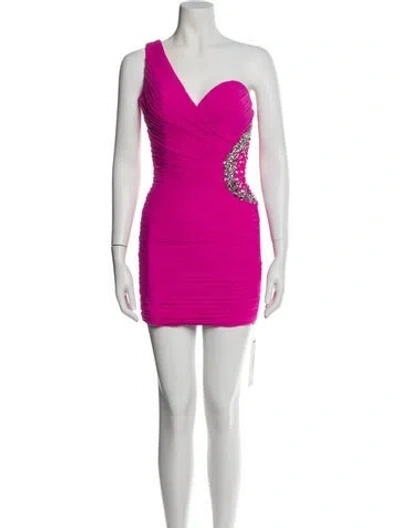 Pre-owned Jovani One-shoulder Mini Dress In Pink