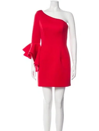 Pre-owned Jovani One-shoulder Mini Dress In Red