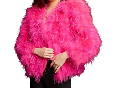 Jovani Ostrich Feather Jacket In Pink