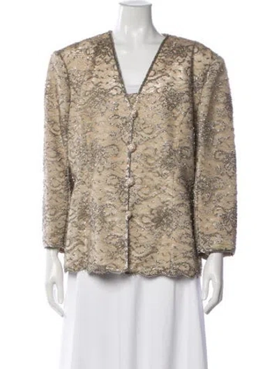 Pre-owned Jovani Patterned Evening Jacket In Neutrals