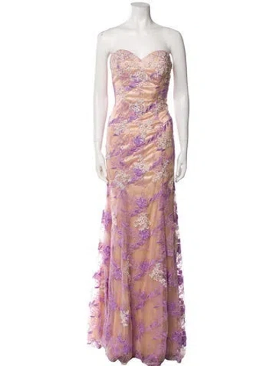 Pre-owned Jovani Patterned Long Dress In Neutral
