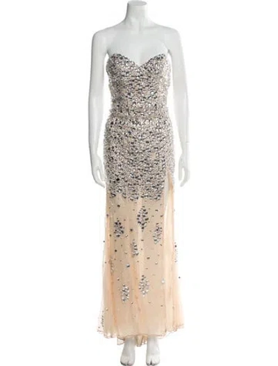 Pre-owned Jovani Patterned Long Dress In Neutral