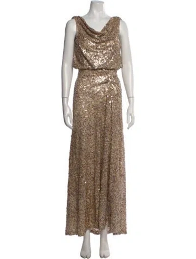 Pre-owned Jovani Patterned Long Dress In Neutral