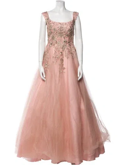 Pre-owned Jovani Patterned Long Dress W/ Tags In Pink