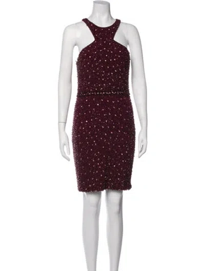 Pre-owned Jovani Patterned Mini Dress In Black