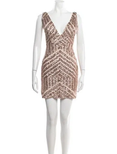 Pre-owned Jovani Patterned Mini Dress In Grey/metallic