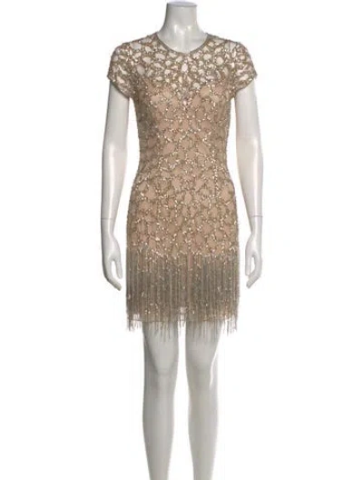 Pre-owned Jovani Patterned Mini Dress In Neutrals