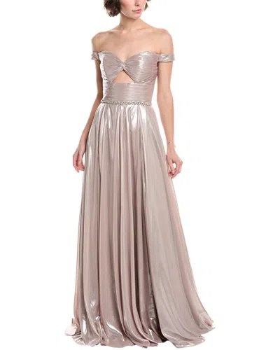 Jovani Peplum Midi Dress In Neutral
