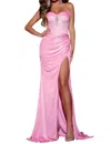 Jovani Pink Strapless Evening Gown