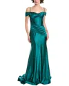 Jovani Pleated Corset Gown In Green