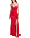 Jovani Pleated Crystal Gown In Red
