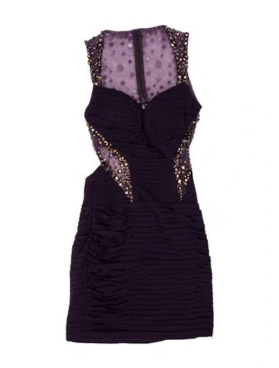 Pre-owned Jovani Polka Dot Print Mini Dress In Purple