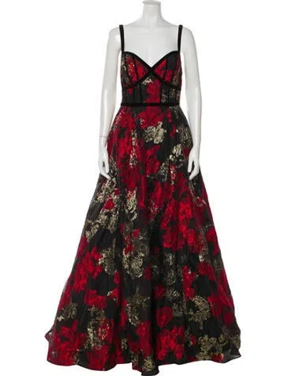 Pre-owned Jovani Printed Long Dress In Black