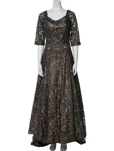 Pre-owned Jovani Printed Long Dress In Gray