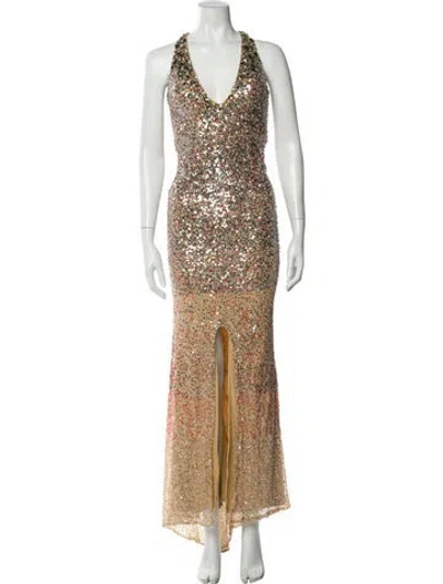 Pre-owned Jovani Printed Long Dress In Multi