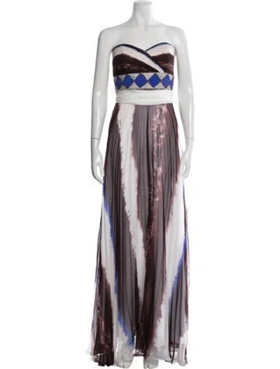Pre-owned Jovani Printed Long Dress In Neutral