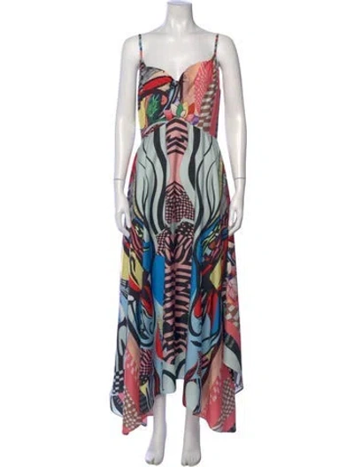 Pre-owned Jovani Printed Long Dress In Pink