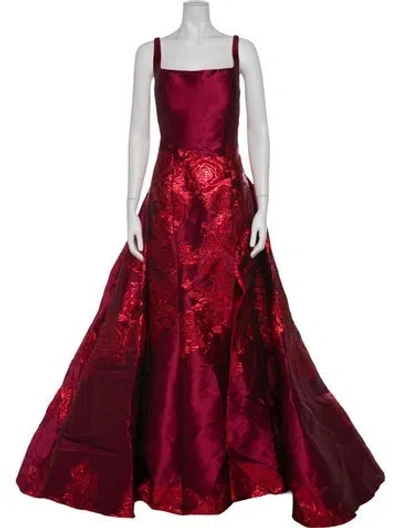 Pre-owned Jovani Printed Long Dress In Red
