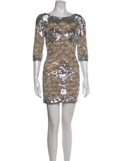 Pre-owned Jovani Printed Mini Dress In Neutral