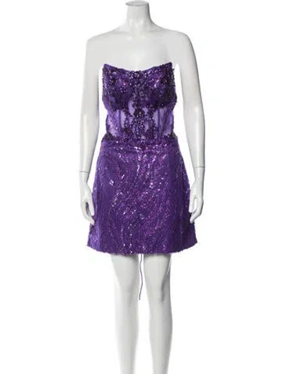 Pre-owned Jovani Printed Mini Dress In Purple
