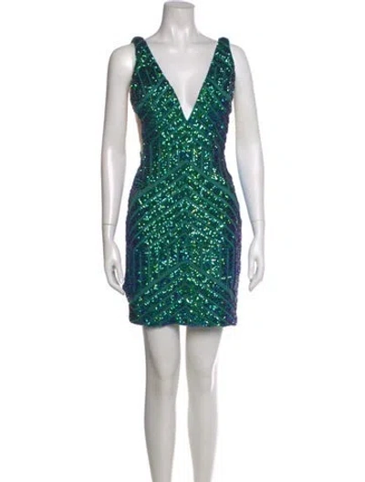 Pre-owned Jovani Printed Mini Dress W/ Tags In Green