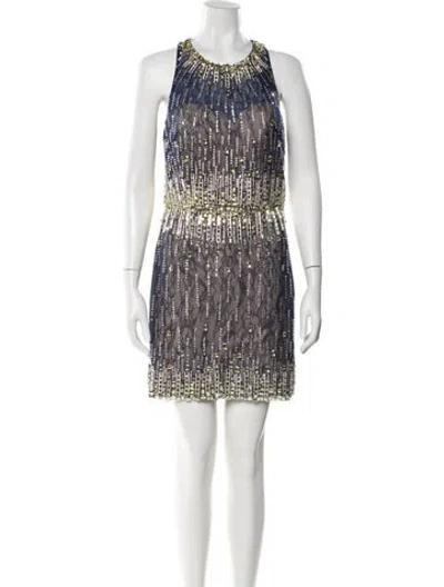 Pre-owned Jovani Printed Mini Dress W/ Tags In White