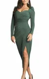Jovani Ruched Evening Dress In Emerald In Gold
