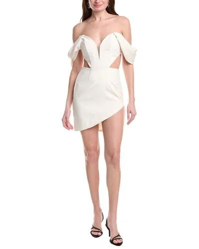 Jovani Satin Short Slit Dress In Gray