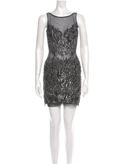Pre-owned Jovani Scoop Neck Mini Dress In Black