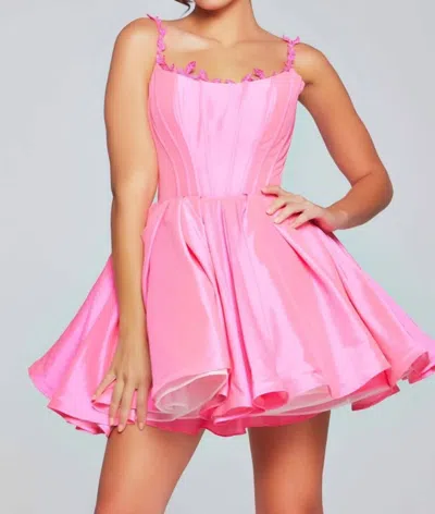 Jovani Scoop Neckline Corset Dress In Pink