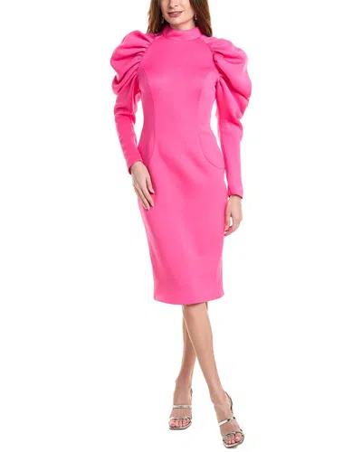 Jovani Scuba Puff Sleeve Cocktail Dress In Pink