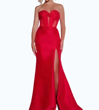 Jovani 42375 Prom Long Mermaid Pleated Formal Dress In Red
