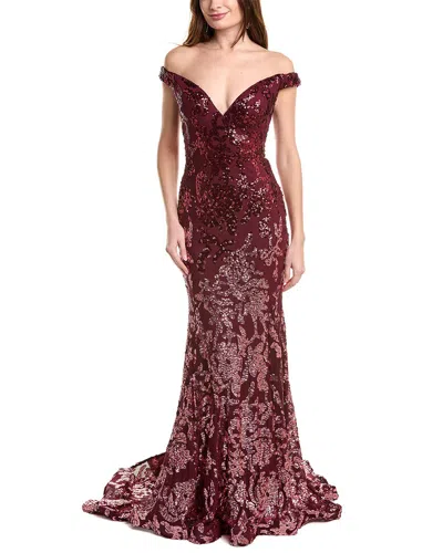 Jovani Sequin Gown In Red