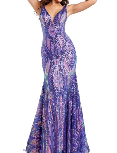 Jovani Sequin Mermaid Gown In Purple