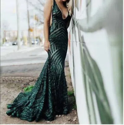 Jovani Sequin Mermaid Prom Dress In Hunter Green