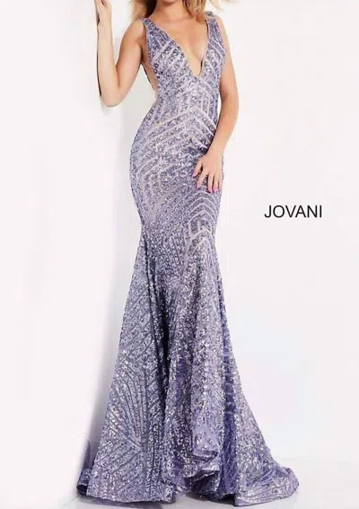 Jovani Sequin Mermaid Prom Dress In Purple In Brown