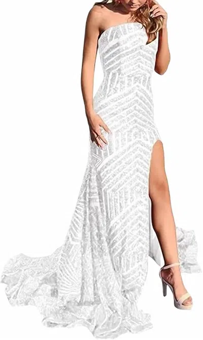 Jovani Sequin Mermaid Prom Dress In White