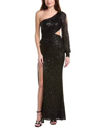 Jovani Sequin One-shoulder Gown In Black