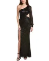 Jovani Sequin One-shoulder Gown In Black