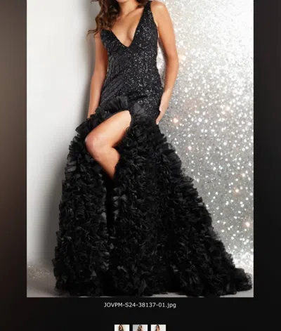 Jovani Sequin One Shoulder In Black