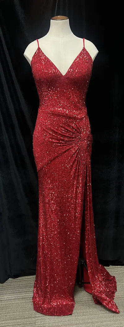 Jovani Sequin V-neck Prom Dress In Red