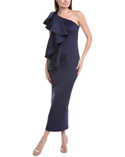 Jovani Sheath Tea-length Dress In Blue