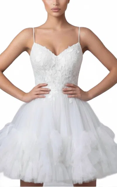 Jovani Short Dress With Tulle Skirt In Off White