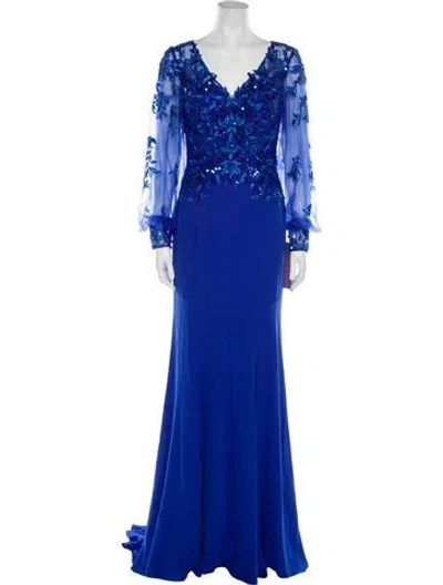 Pre-owned Jovani Silk Long Dress In Blue