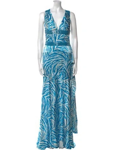 Pre-owned Jovani Silk Long Dress In Blue