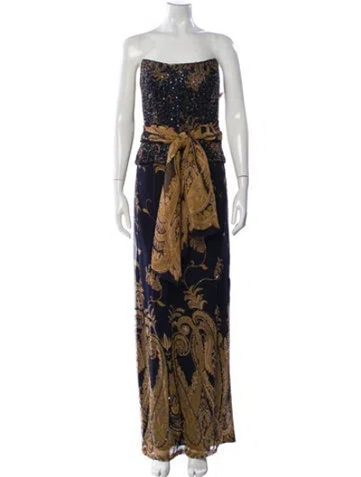 Pre-owned Jovani Silk Long Dress In Blue