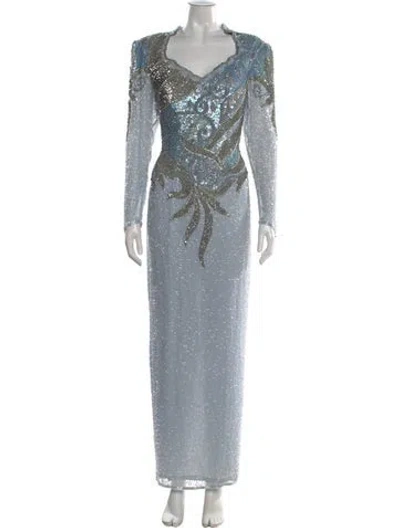 Pre-owned Jovani Silk Long Dress In Blue