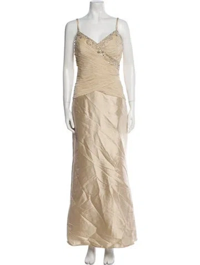 Pre-owned Jovani Silk Long Dress In Neutral