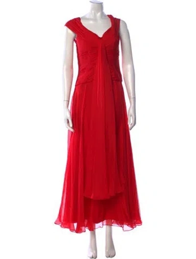 Pre-owned Jovani Silk Long Dress In Red